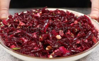 Вкусный грузинский салат из свеклы и грецких орехов