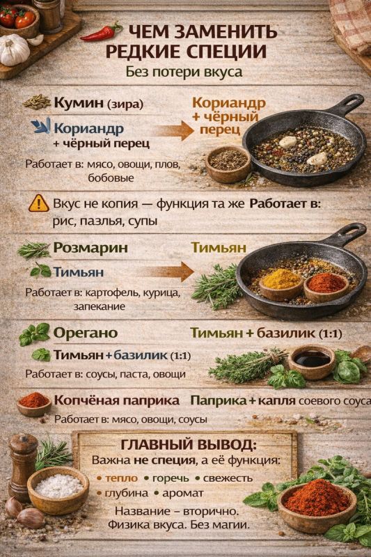 Замените редкие специи на доступные аналоги: простые советы